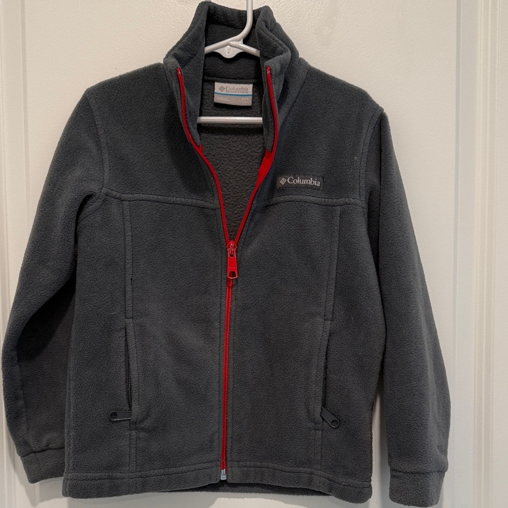 Columbia Charcoal Fleece Jacket with Crimson Trim